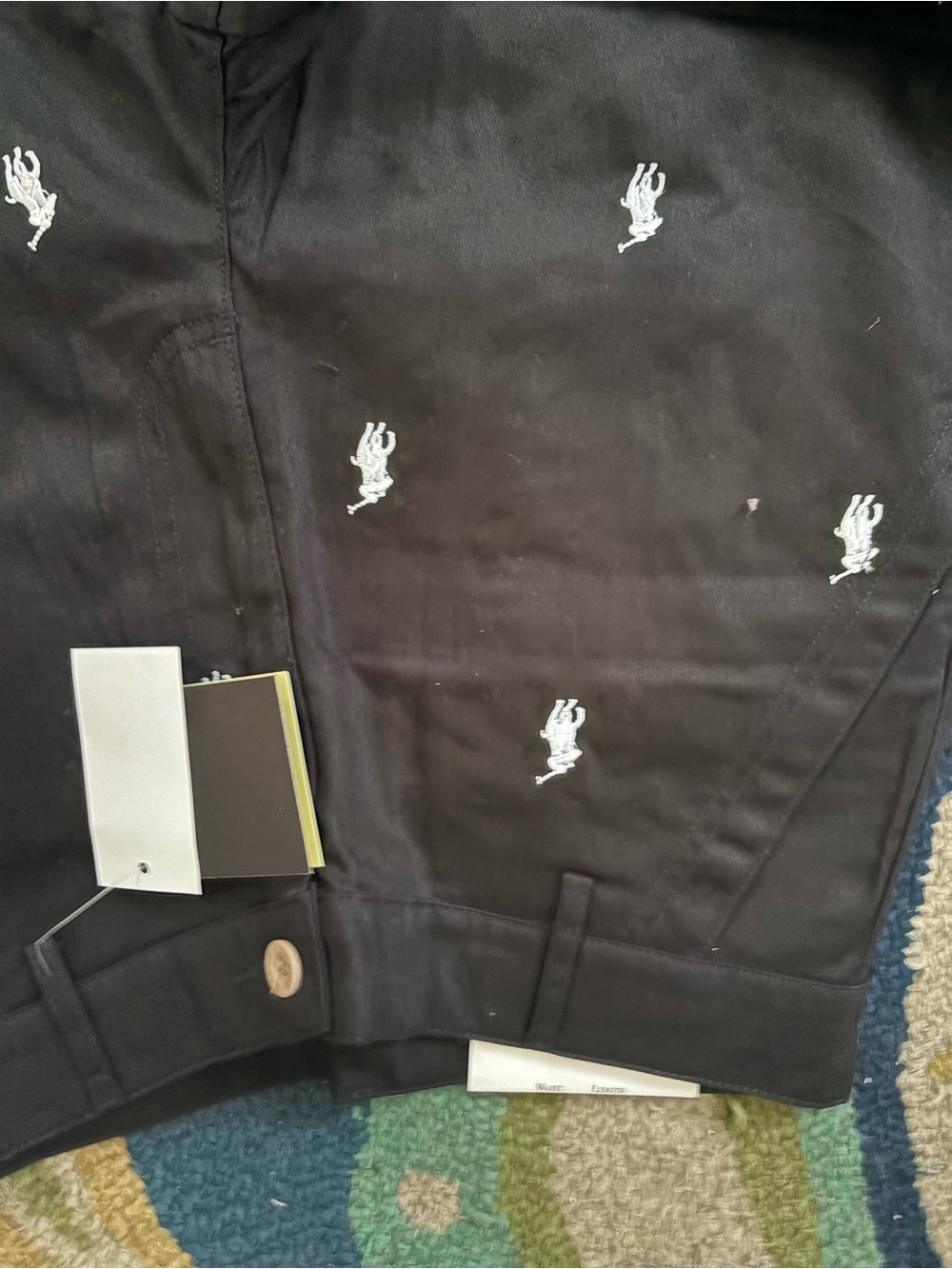 Polo by Ralph Lauren Black Chinos with White Embroidered Pony Motif
